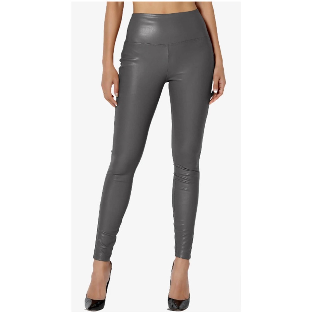 7 For All Mankind Charcoal Faux Leather Leggings